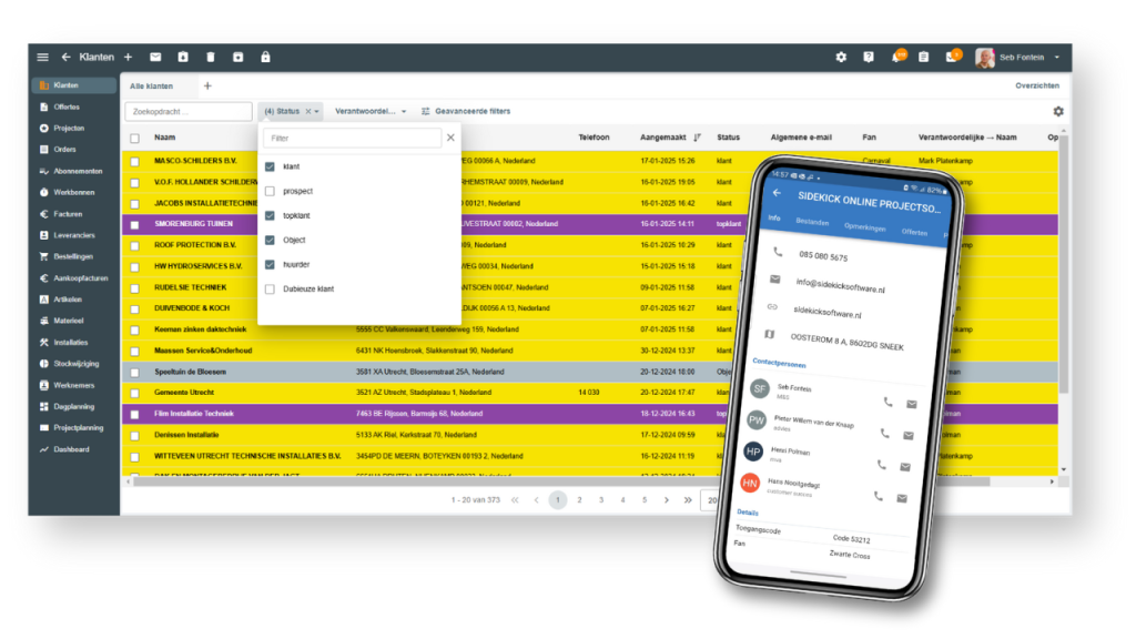 Robaws CRM en Klantbeheer functionaliteiten van Sidekick Software