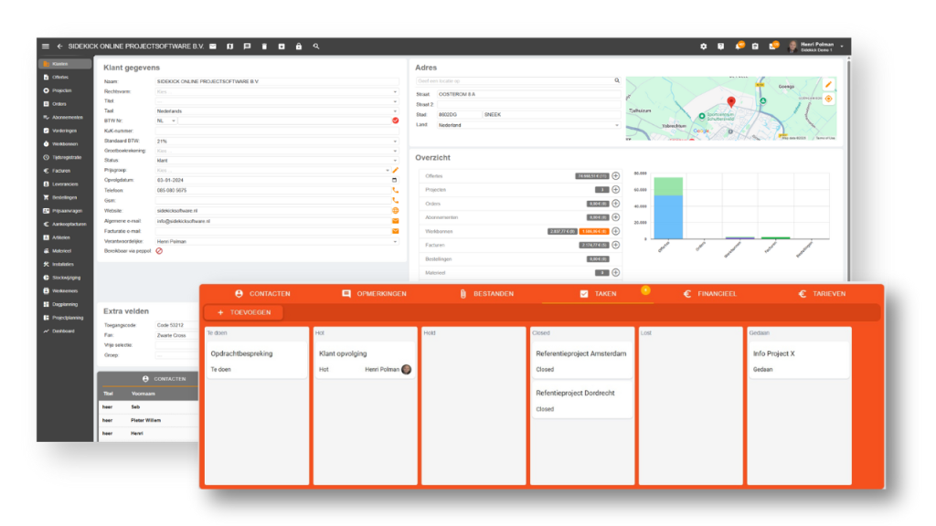 Taken en opvolging functie in CRM en klantbeheer software Robaws van Sidekick Software