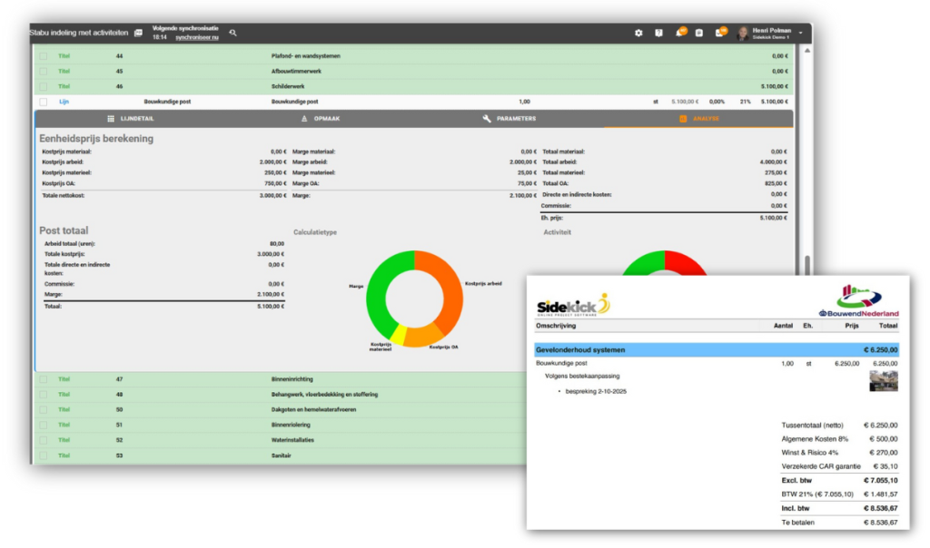 Calculatie STABU met bouwkundige offerte van calculatieprogramma voor de bouw Robaws van Sidekick Software