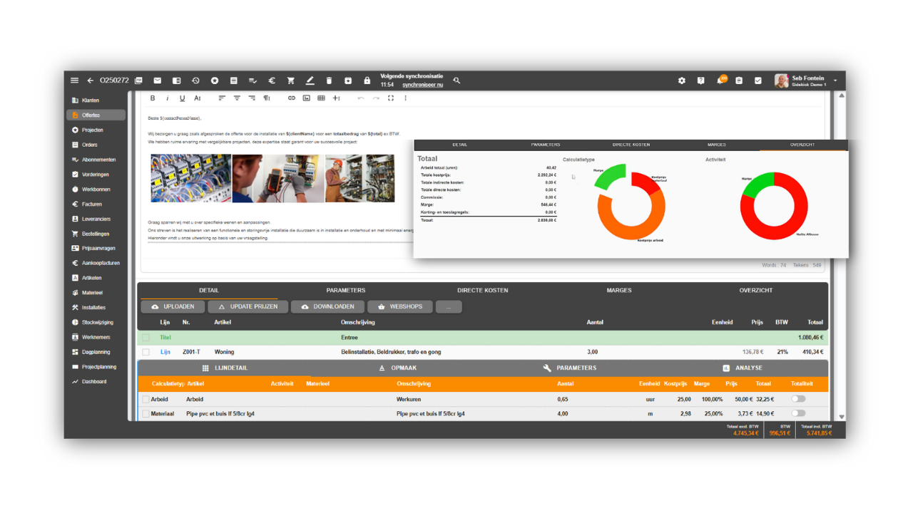 ERP calculatiesoftware voor de bouw - analyse kosten en marges