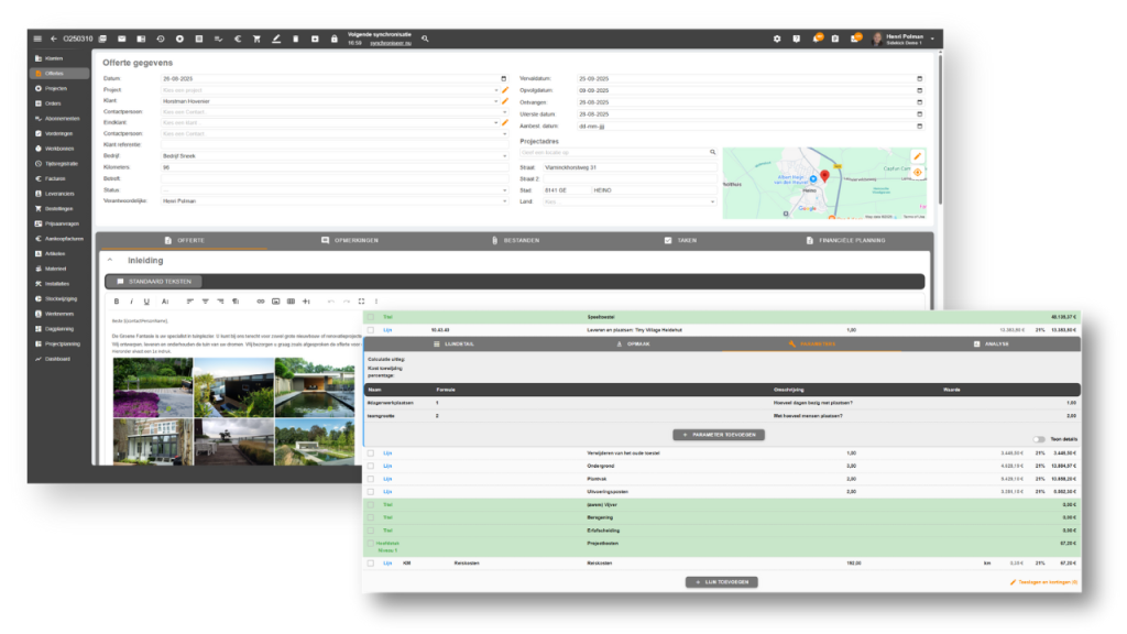 Software voor hoveniers calculatie en planning software voor hoveniersbedrijven