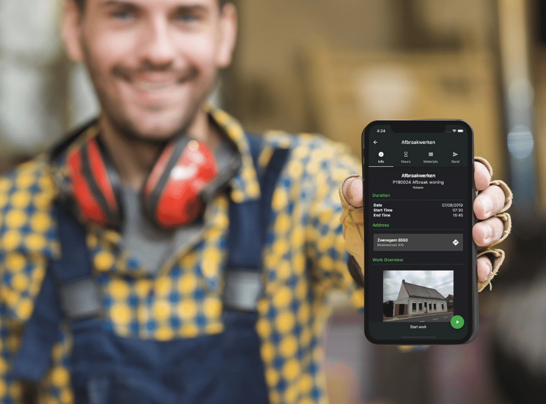 Robaws-app voor werkbonnen, uren en projectgegevens