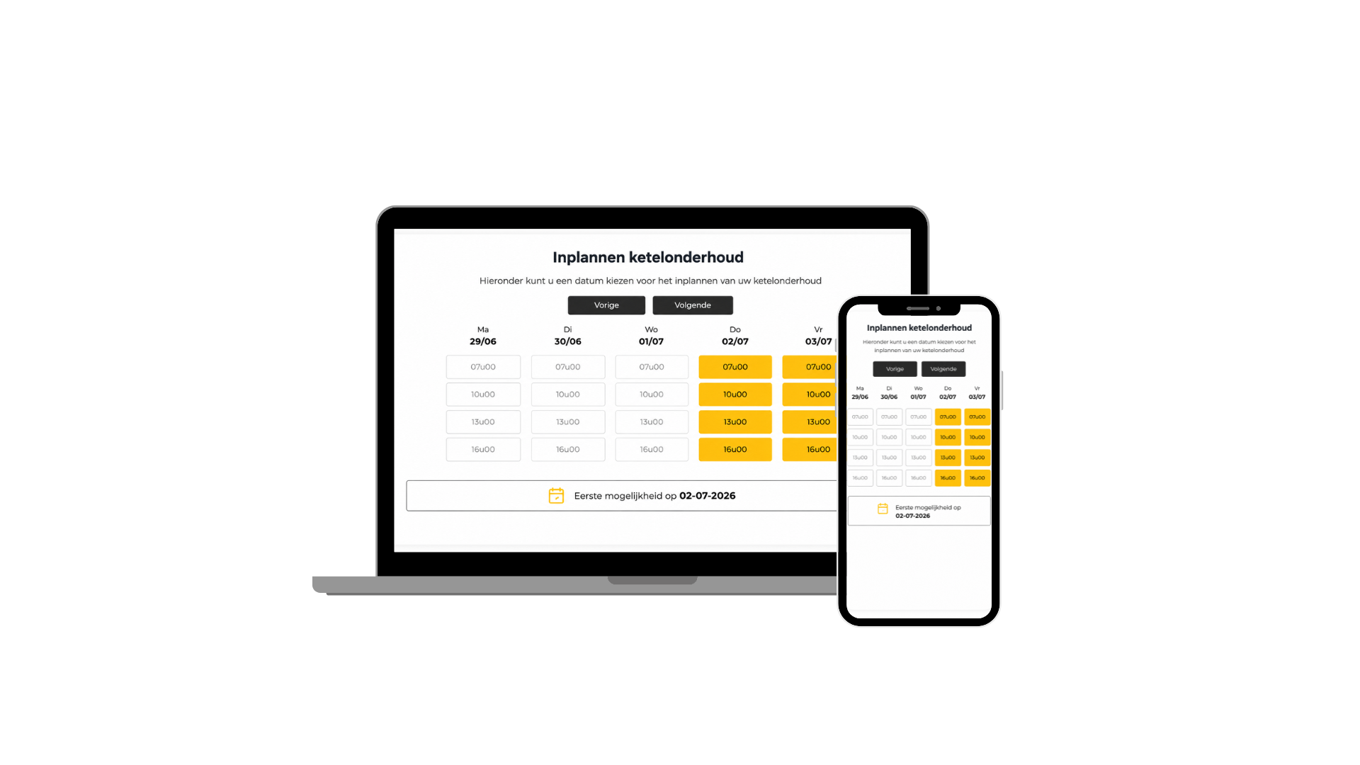 Online onderhoudskalender voor het plannen van onderhoudsafspraken