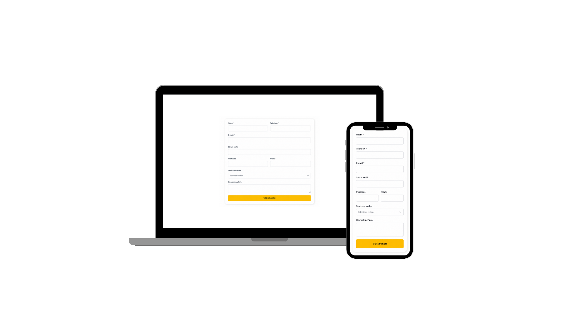 Online formulier dat werkt op desktop, tablet en smartphone